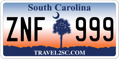 SC license plate ZNF999