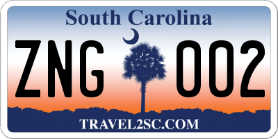 SC license plate ZNG002