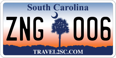 SC license plate ZNG006
