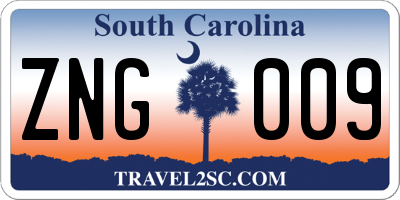 SC license plate ZNG009
