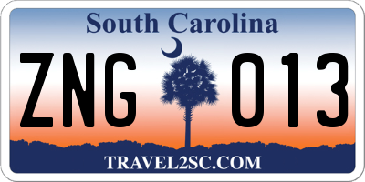 SC license plate ZNG013