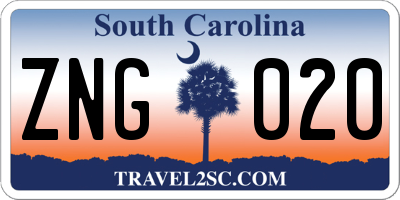 SC license plate ZNG020