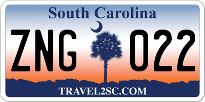 SC license plate ZNG022