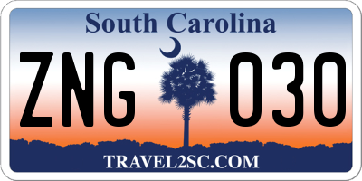 SC license plate ZNG030