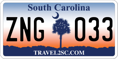 SC license plate ZNG033