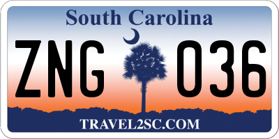 SC license plate ZNG036