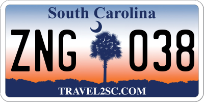 SC license plate ZNG038