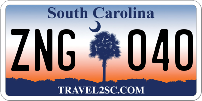 SC license plate ZNG040