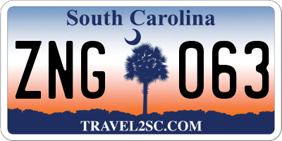 SC license plate ZNG063