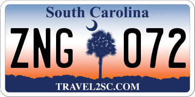 SC license plate ZNG072