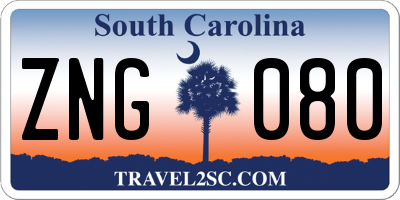 SC license plate ZNG080