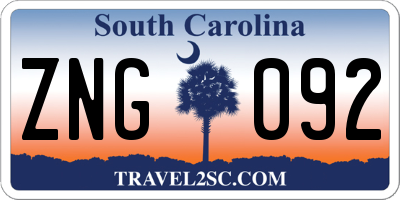 SC license plate ZNG092