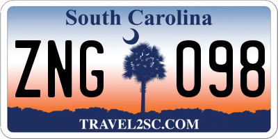 SC license plate ZNG098