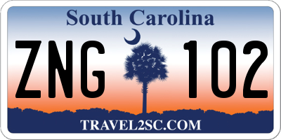 SC license plate ZNG102