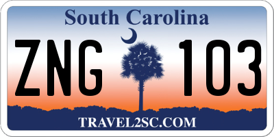 SC license plate ZNG103