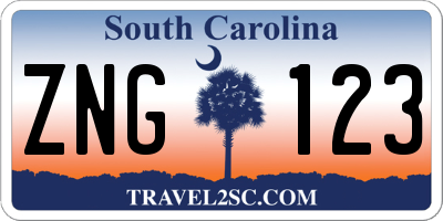 SC license plate ZNG123