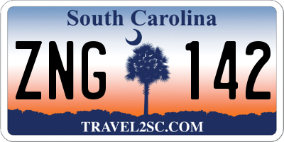 SC license plate ZNG142
