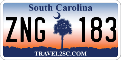 SC license plate ZNG183