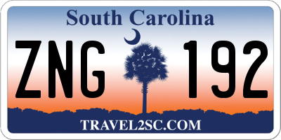 SC license plate ZNG192