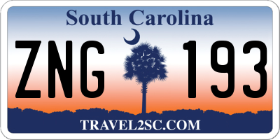 SC license plate ZNG193