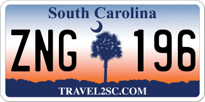 SC license plate ZNG196