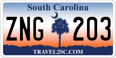 SC license plate ZNG203