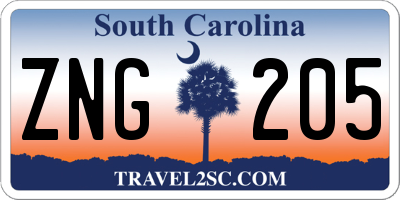 SC license plate ZNG205