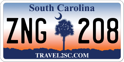 SC license plate ZNG208