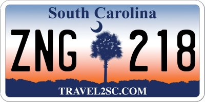 SC license plate ZNG218