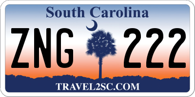 SC license plate ZNG222