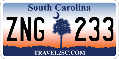 SC license plate ZNG233
