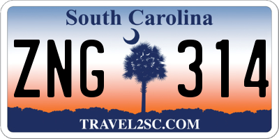 SC license plate ZNG314