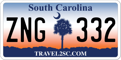 SC license plate ZNG332
