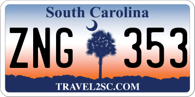 SC license plate ZNG353