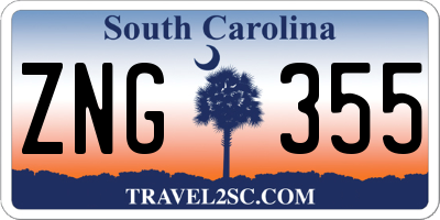 SC license plate ZNG355