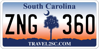 SC license plate ZNG360