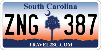 SC license plate ZNG387