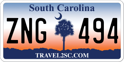 SC license plate ZNG494