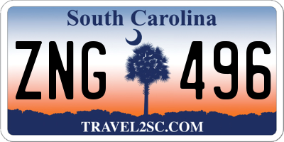 SC license plate ZNG496