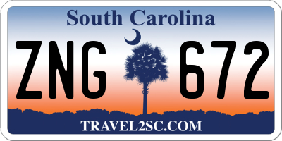 SC license plate ZNG672