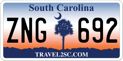 SC license plate ZNG692