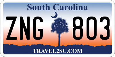 SC license plate ZNG803