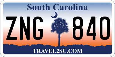 SC license plate ZNG840