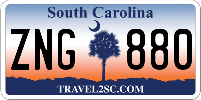 SC license plate ZNG880