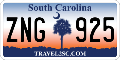 SC license plate ZNG925