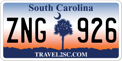 SC license plate ZNG926