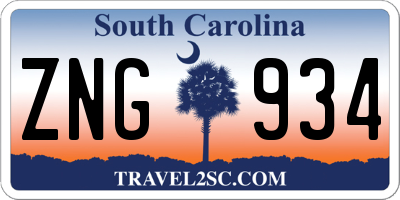 SC license plate ZNG934
