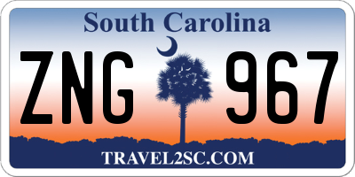 SC license plate ZNG967