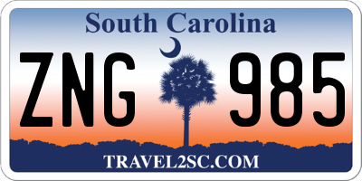 SC license plate ZNG985