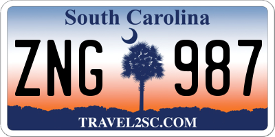 SC license plate ZNG987